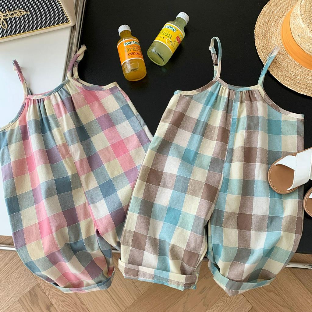 Bộ đồ họa tiết caro bé gái cao cấp