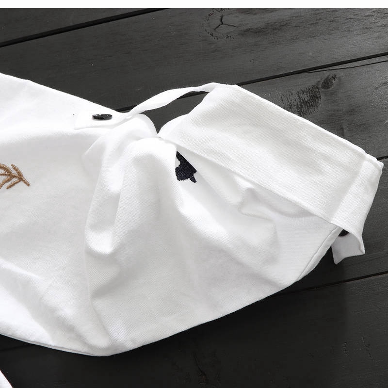Áo sơ m nữ màu trắng thêu họa tiết phong cách thời trang chất lượng cao size M-3XL