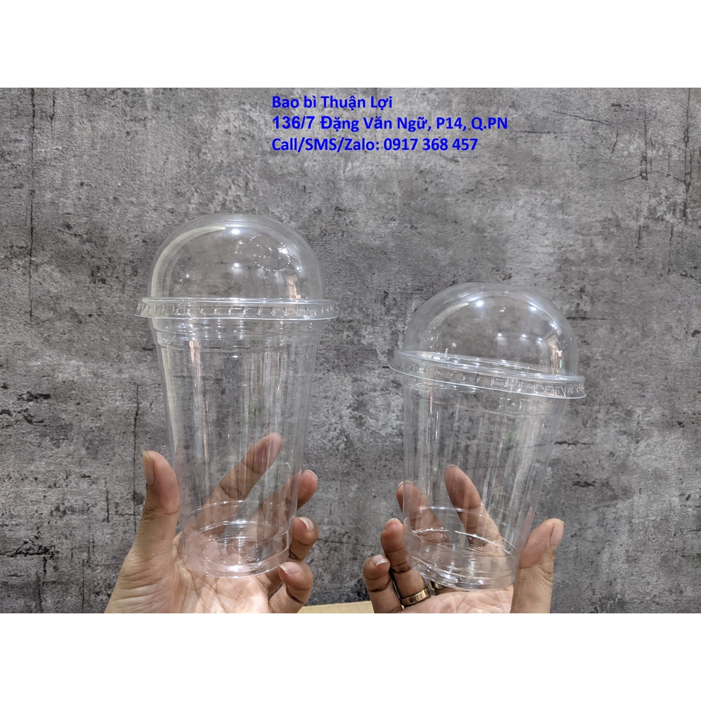 Ly cà phê mang đi / Ly cafe trong / Ly PET trơn - Đẹp  & Nắp BẰNG - Nắp CẦU