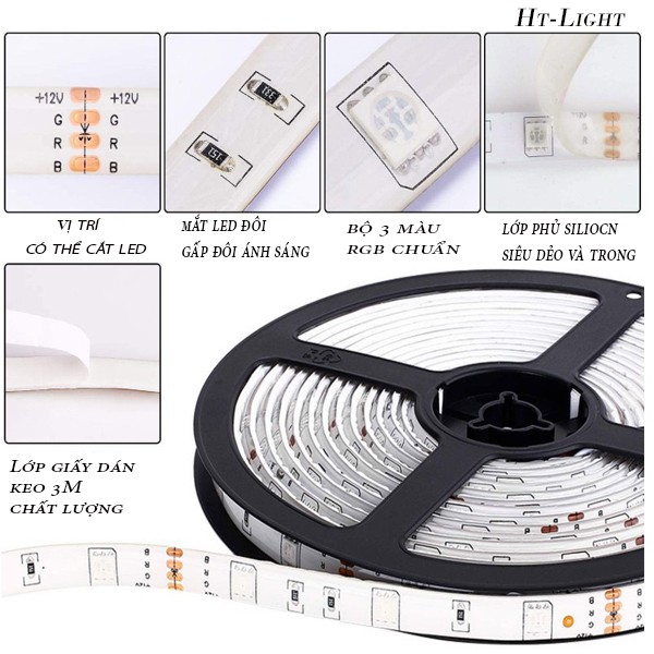 (HÀNG CAO CẤP) Đèn Led Tiktok Bọc Silicon 5m Rgb Mix full 25 màu - Đôi Bàn Dây - HT_Light | BigBuy360 - bigbuy360.vn