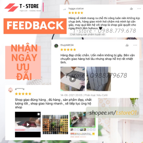 [Combo 3] Tấm Nhựa Lót Sàn Ban Công Size To 31cm*31cm*2cm- Chuyên lót sàn ban công, bể bơi, sân thượng
