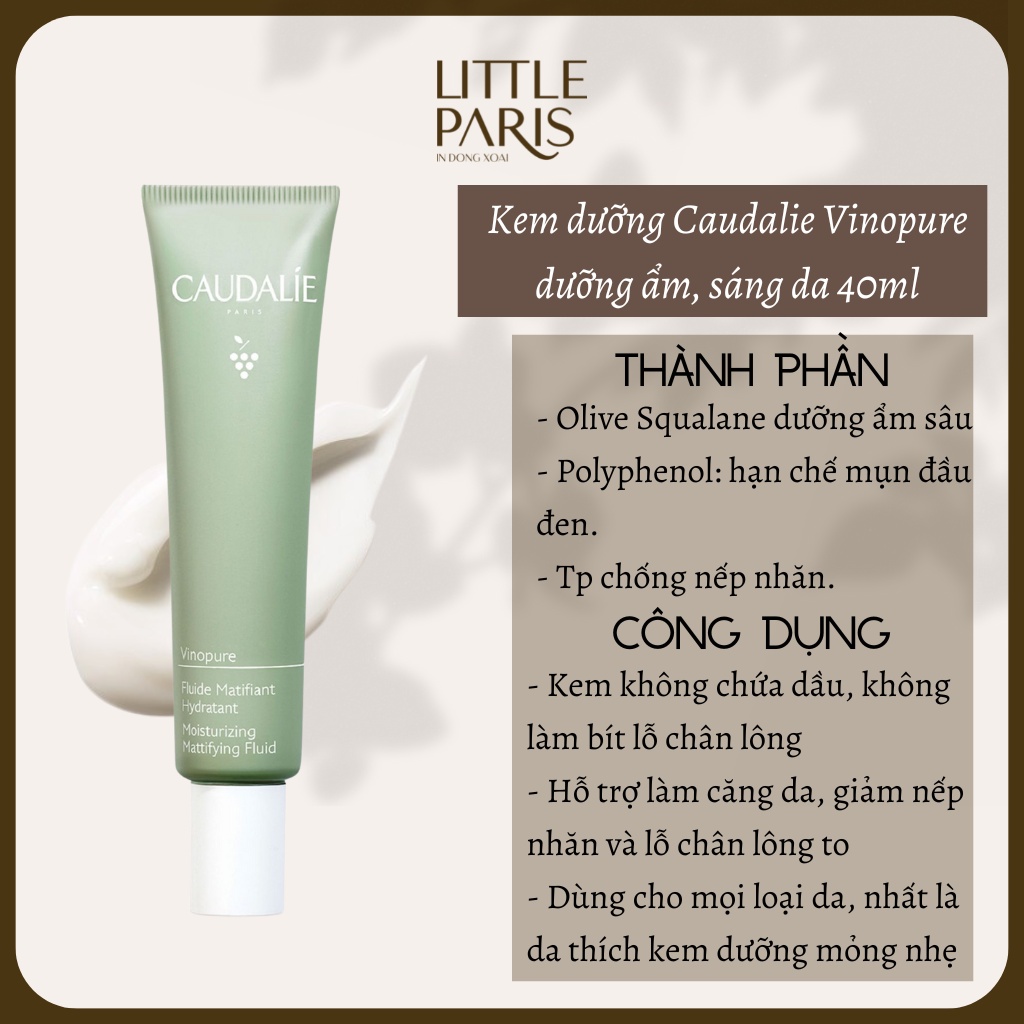 Kem Dưỡng Ẩm Caudalie Vinopure Moisturizing Mattifying Fluid 40ml