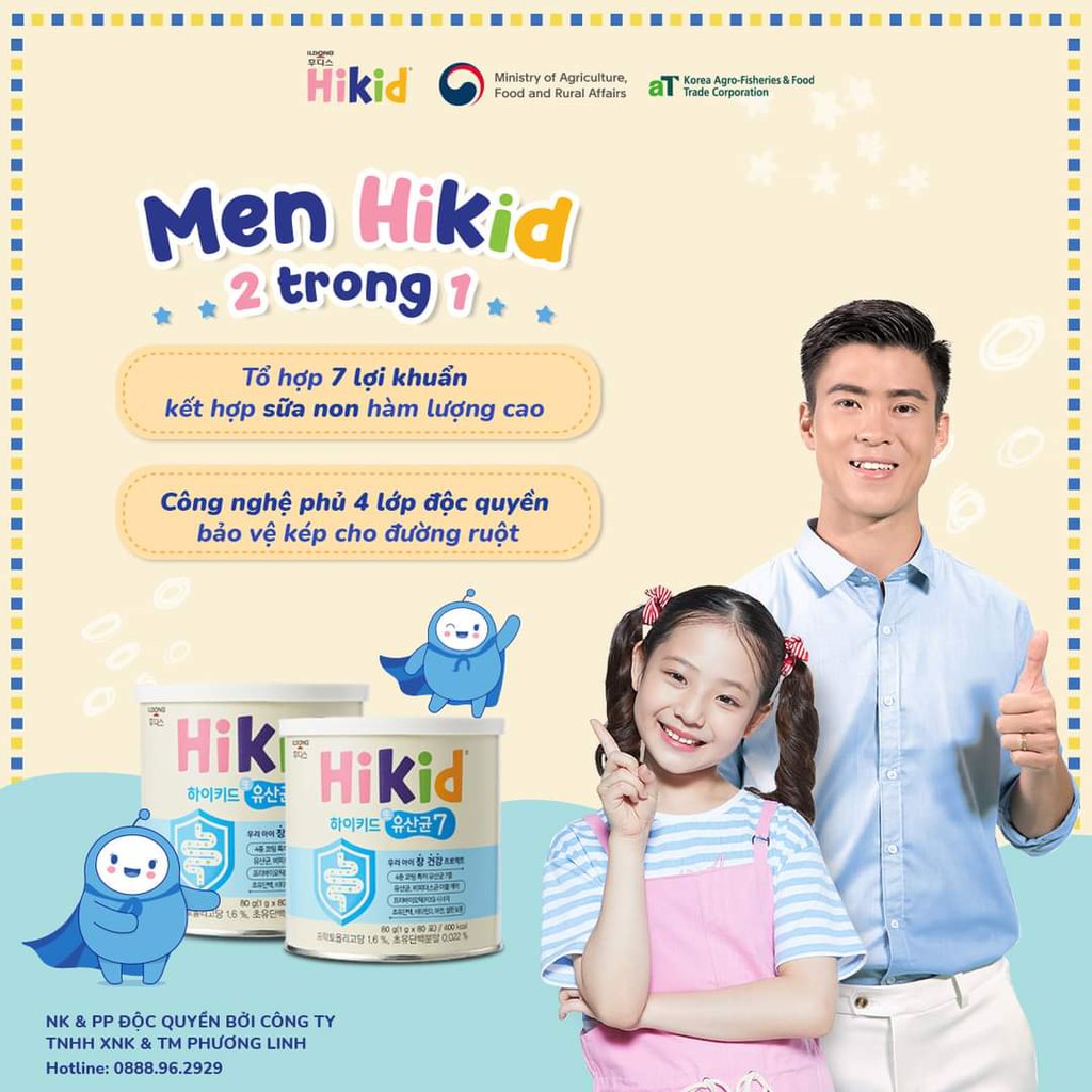 Men vi sinh kết hợp sữa non Hikid 80 gói - Hàn Quốc Date 03/2023