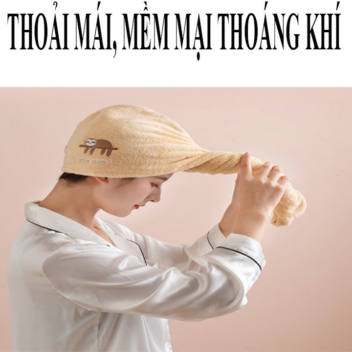 Khăn cuốn tóc nhanh khô khi gội đầu, khăn cuộn quấn tóc khi gội đầu làm tóc khô nhanh, cotton mịn