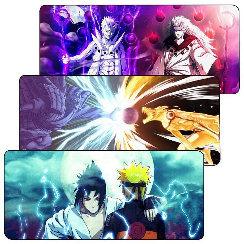 Lót chuột máy tính Anime Naruto kích cỡ bàn di chuột lớn 90x40cm chất liệu mouse pad cao su