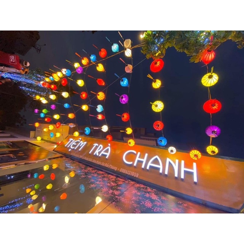 Lồng đèn Hội an phi trơn treo ngoài trời 30cm