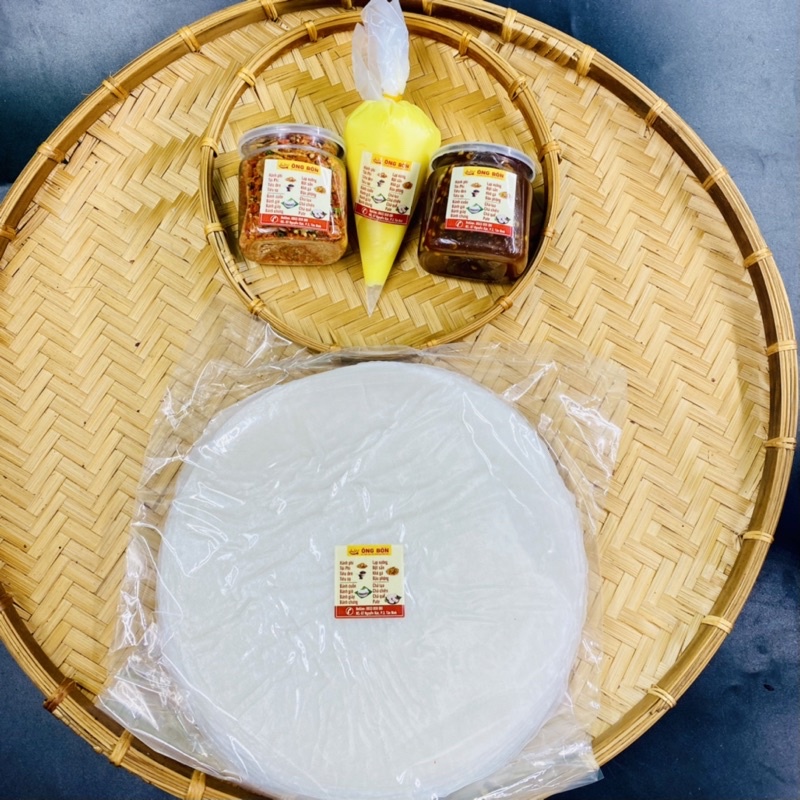 Combo Bánh Tráng Phơi Sương 250g - 120ml Muối Tôm Hành Phi - 120ml Mắm Me Chua Cay(Tặng Bơ)