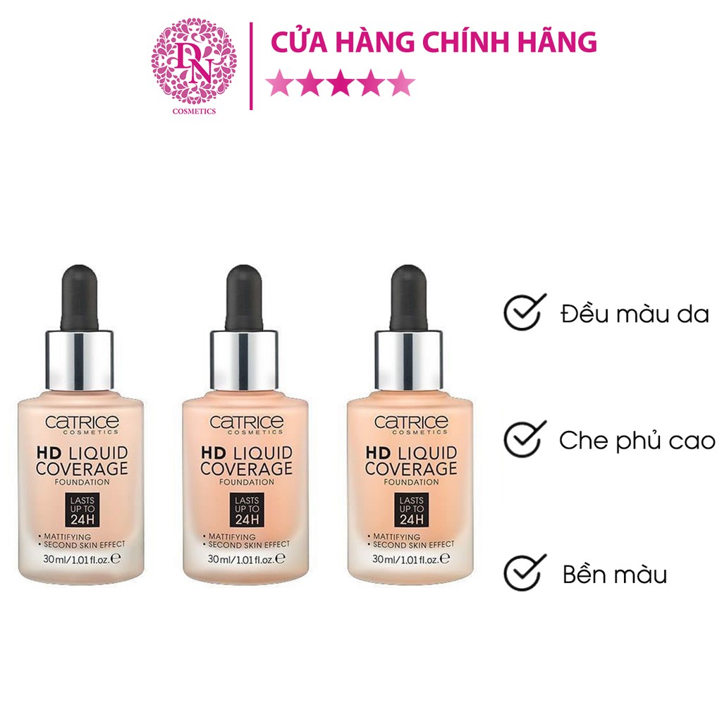 Kem nền che khuyết điểm Catrice HD Liquid Coverage Foundation 24h 30ml