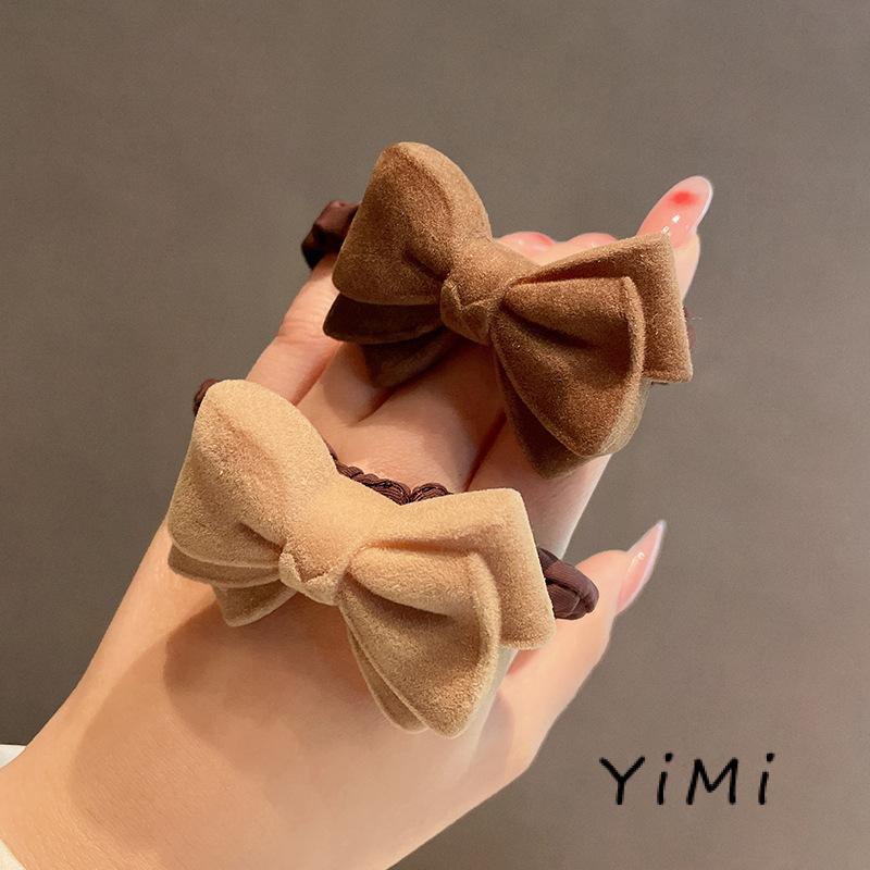Dây buộc tóc co giãn phối nơ ruy băng thời trang thu đông phong cách Hàn Quốc cho nữ