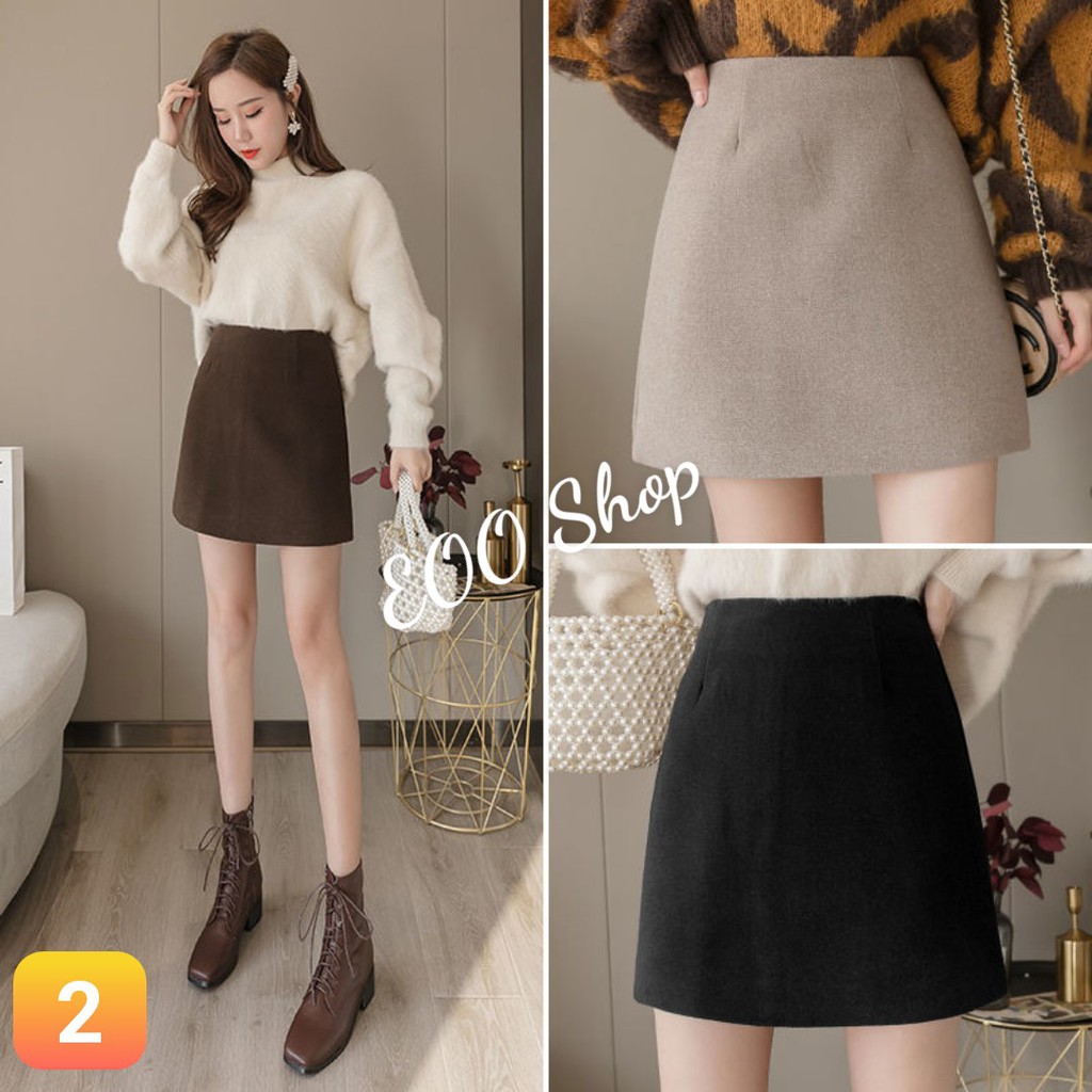 [HÀNG CÓ SẴN] CHÂN VÁY DẠ CHỮ A KÈM QUẦN TRONG PHONG CÁCH HÀN QUỐC