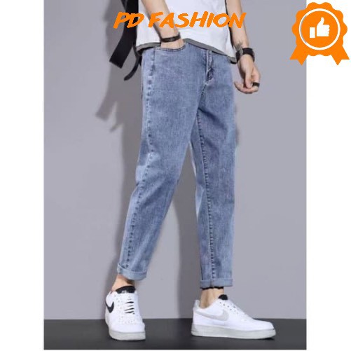 Quần vải jean bò baggy nam quần jean bò baggy nam xanh phong cách Hàn Quốc PD FASHION