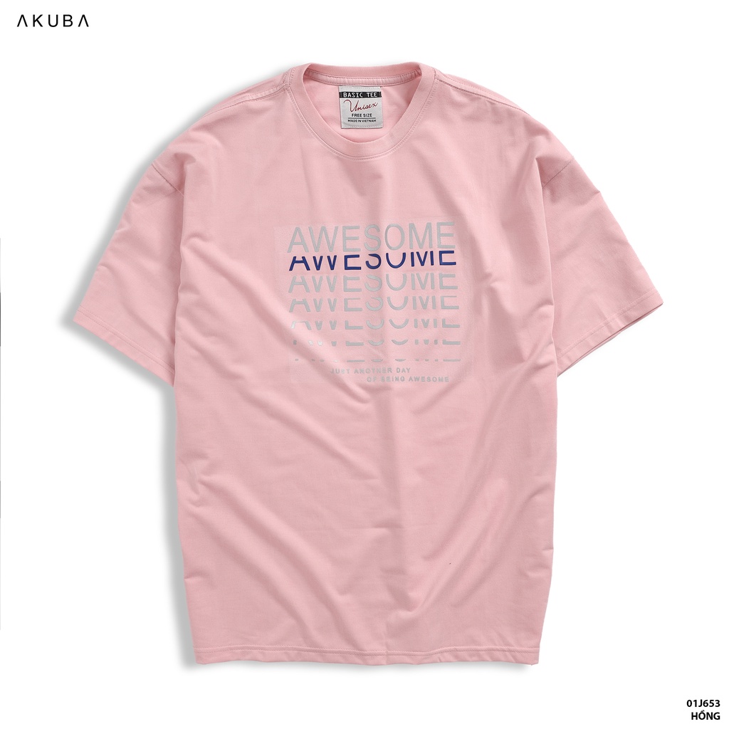 Áo thun nam tay ngắn AKUBA form freesize chất liệu cotton co giãn tốt không co rút thoáng mát 01J653