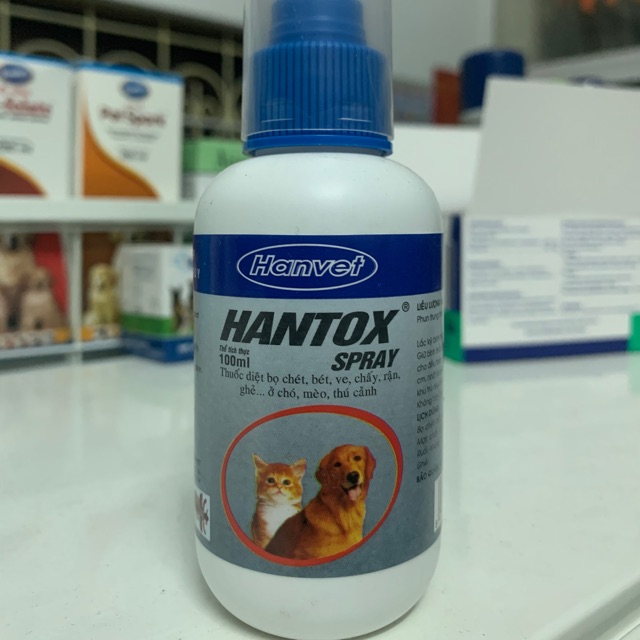 lọ xịt bọ chét ve chấy rận ghẻ chó mèo Hantox Spray - diệt hiệu quả các loại bọ trên gia súc gia cầm