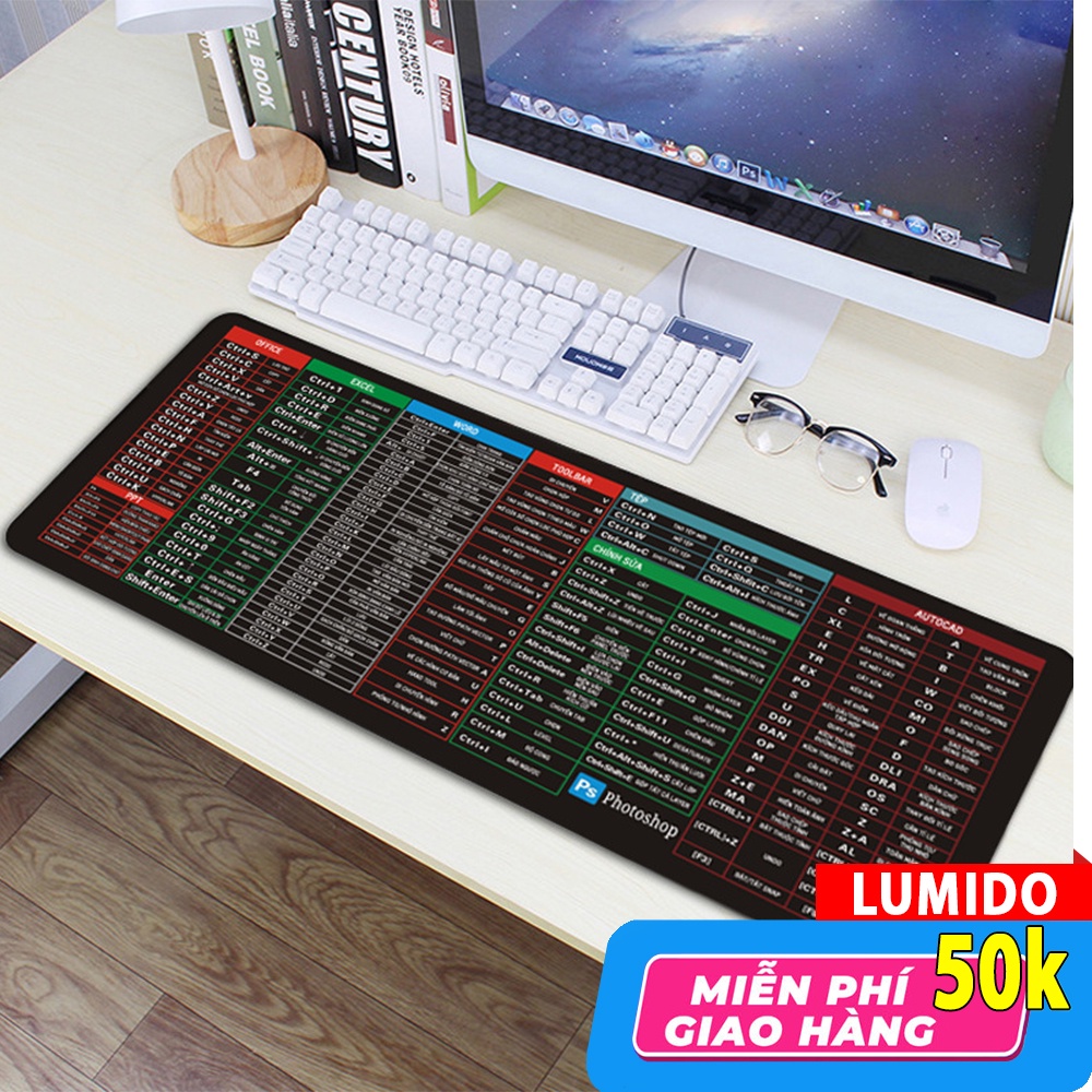 Tấm Lót Chuột Phím Tắt Văn Phòng Cỡ Lớn Cao Cấp LUMIDO