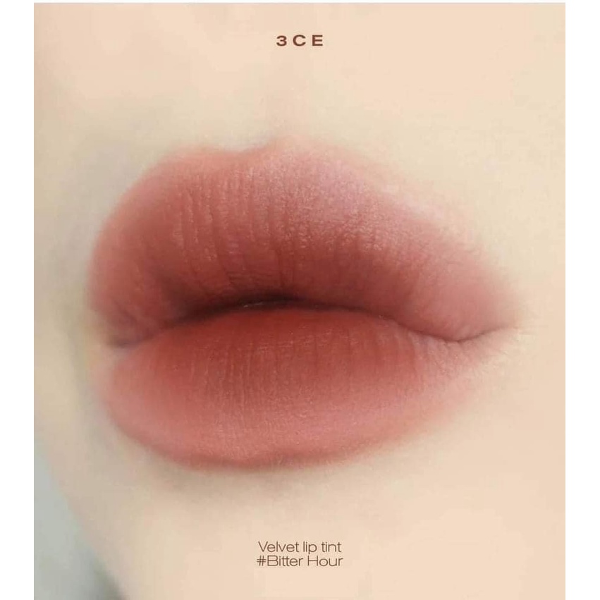 Son 3CE Bitter hour thuộc phiên bản Velvet lip tint (Màu đỏ nâu)