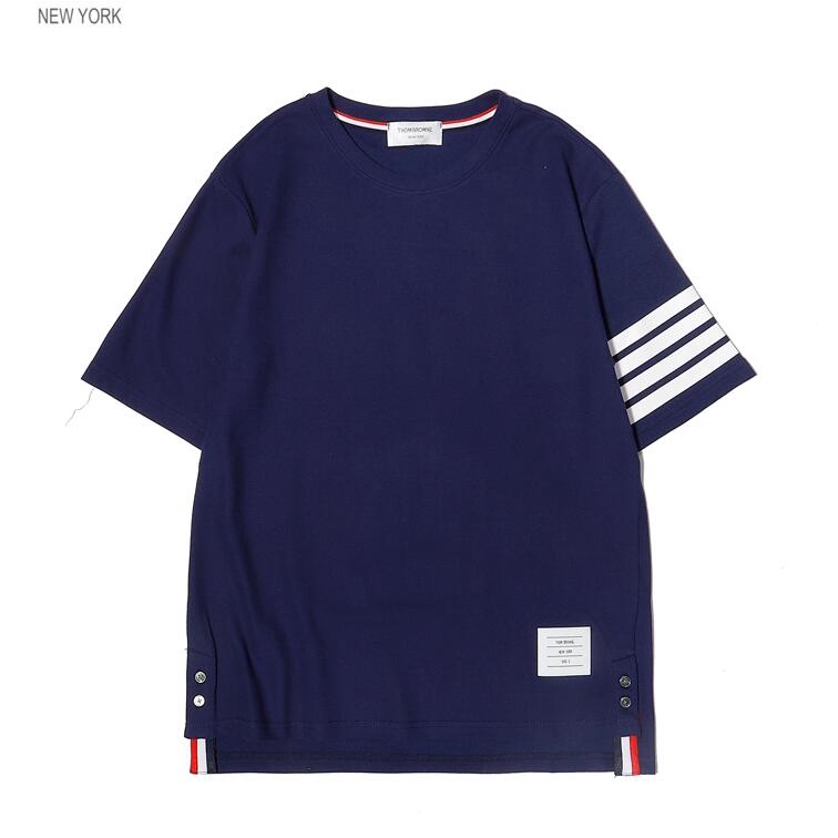 Áo thun tay ngắn họa tiết kẻ sọc ngang đơn giản thời trang cho cặp đôi