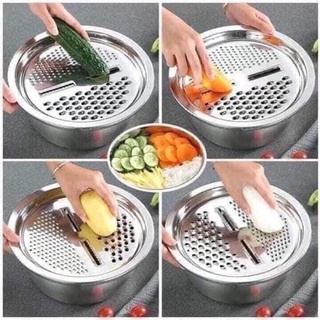 Rổ nạo rau củ kiêm rổ và chậu inox cao cấp đa năng , tiện lợi