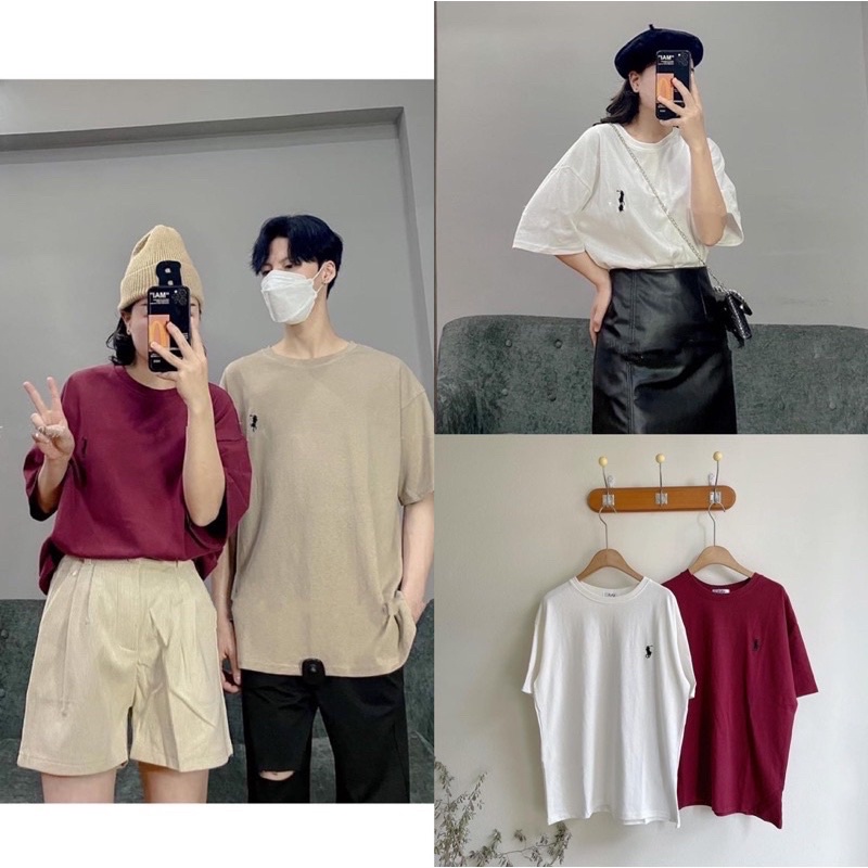 Áo thun tay lỡ Unisex nam nữ 3158, Áo phông tay lỡ thêu hình nam nữ