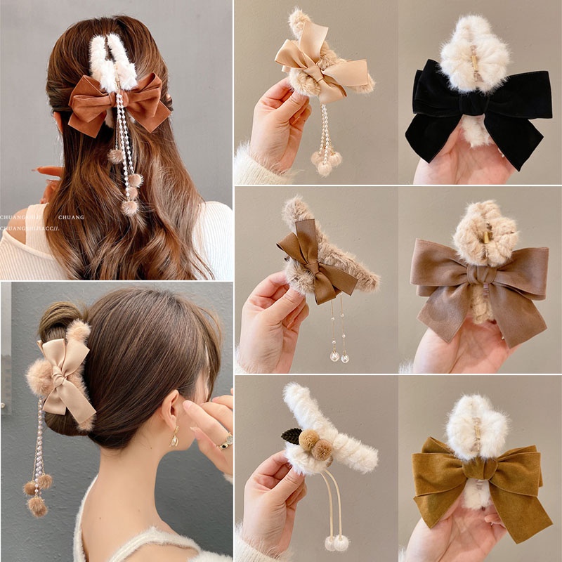 Kẹp Tóc Lông Nhung Hàn Quốc Dễ Thương Thời Trang Thu Đông