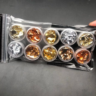 asmnail Giấy bạc nhún 10 màu loại đẹp xịn vàng bạc vàng hồng