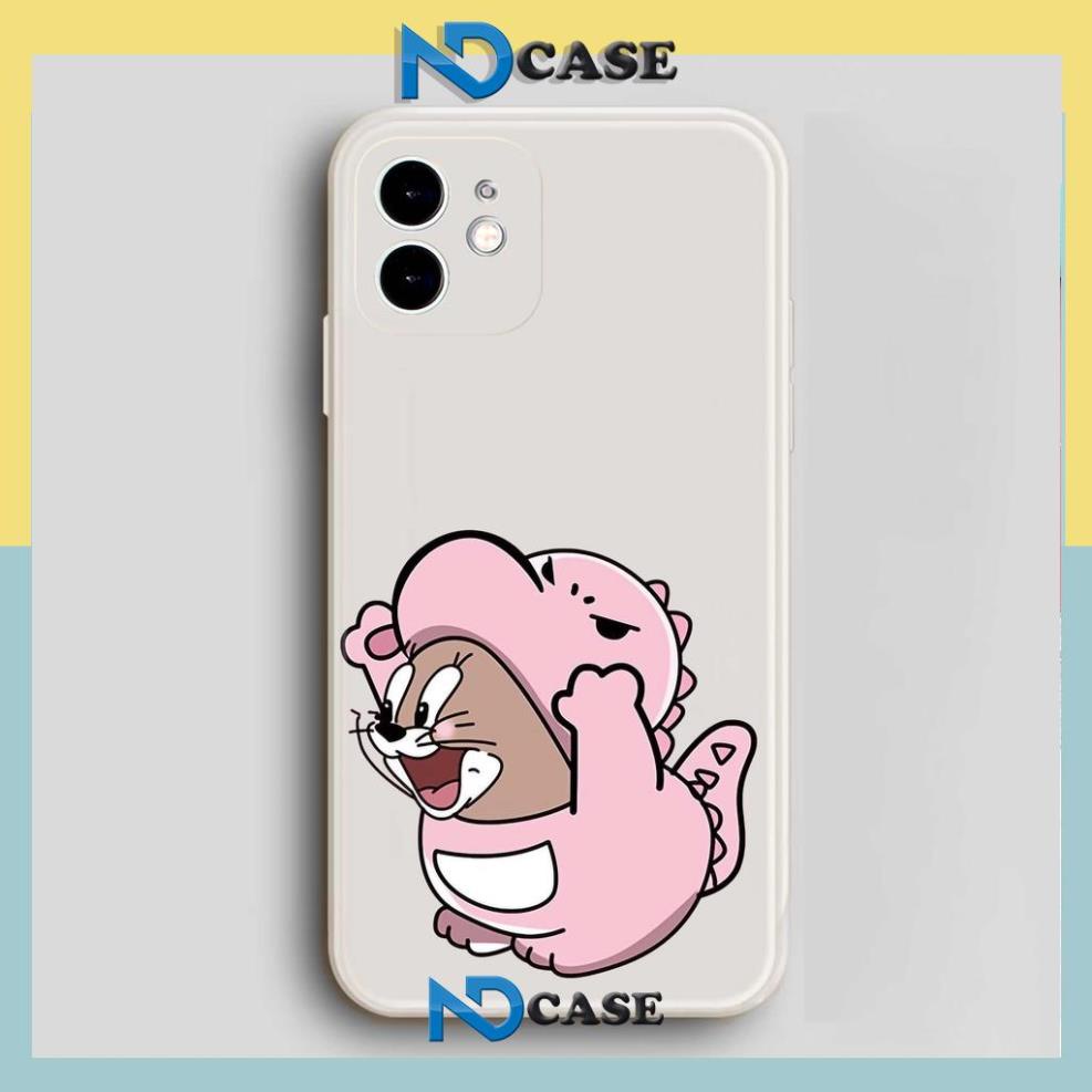 Ốp lưng iphone 6/6s/7/8/X/XS/Xr/11/12/13/14 Pro Plus Max Cạnh viền vuông silicon mềm dẻo hình tom jerry cute dễ thương
