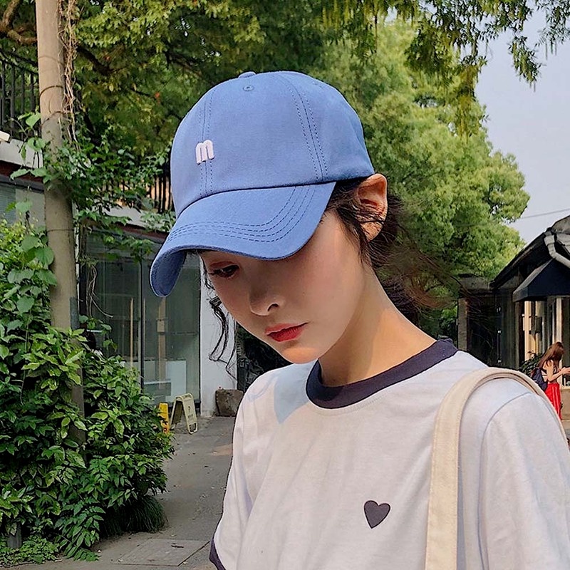 Nón Lưỡi Trai Thêu Chữ M Phong Cách Hip Hop Hàn Quốc
