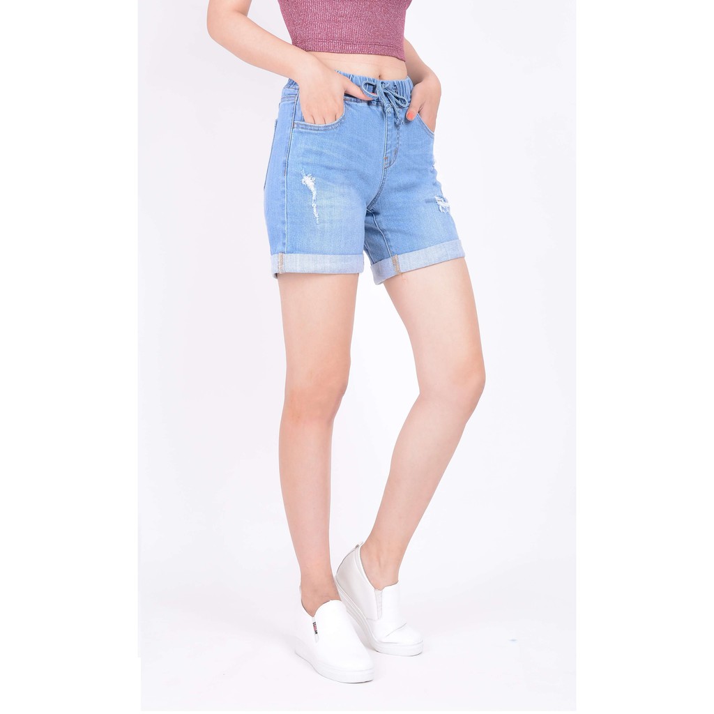 Quần short  jean nữ ngắn đẹp lưng cao cạp chun rách hàng hiệu cao cấp mã 448 VANIZEN