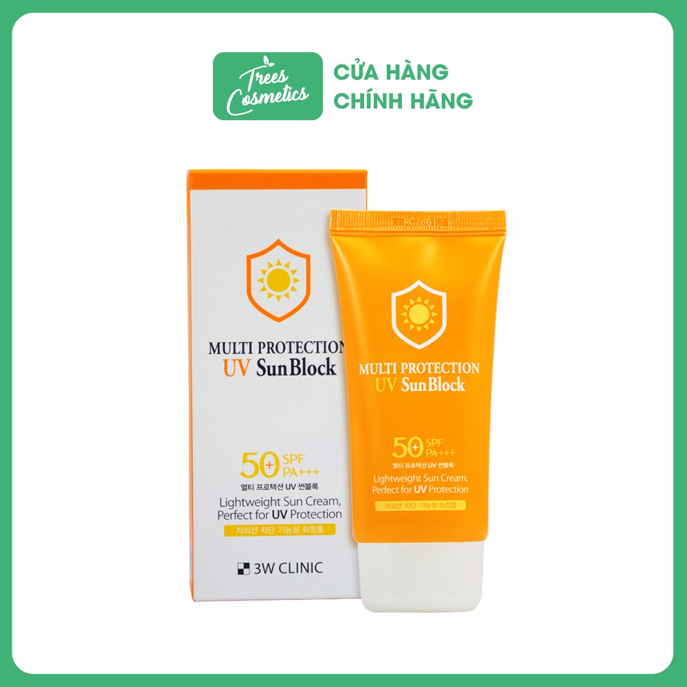 Kem chống nắng kiềm dầu SUN BLOCK 3W CLINIC MULTI PROTECTION UV SUN BLOCK 70ml - Hàn Quốc Chính Hãng