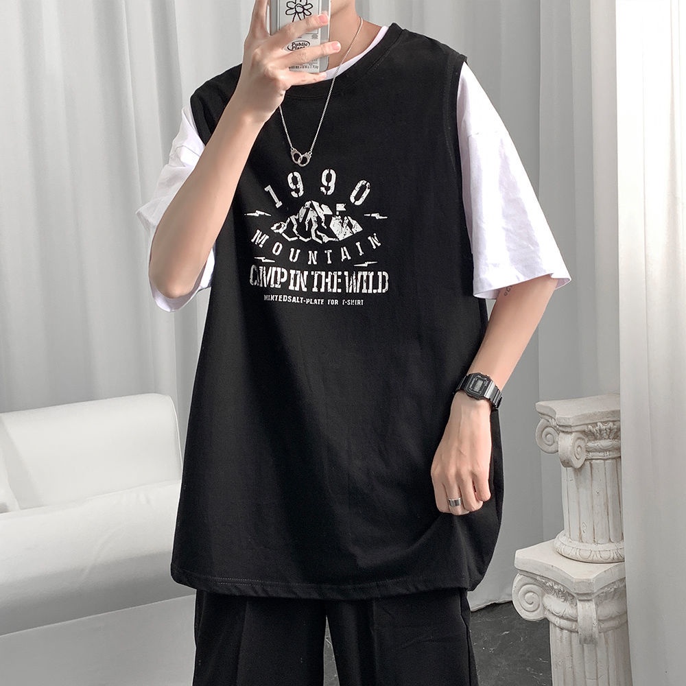 Người Đàn Ông Áo Sơ Mi Dài Tay❖℗Áo Thun Thể Thao Không Tay 100% Cotton In Chữ Thời Trang Mùa Hè Hàng Mới 2021 Dành Cho Nam Sinh
