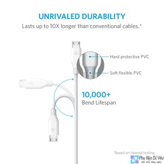 Cáp Micro USB Anker PowerLine 3m - Màu Đen [Phân phối chính hãng]