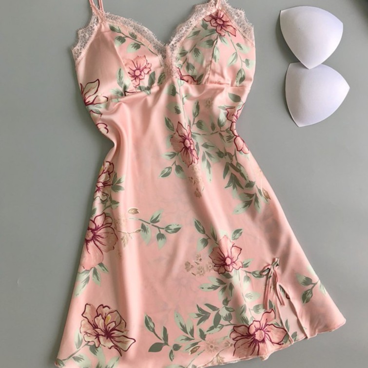 Váy ngủ lụa sexy đệm ngực bigsize 💝40-65kg💝 họa tiết hoa gợi cảm chất liệu cao cấp sale giá rẻ AM145097 | BigBuy360 - bigbuy360.vn