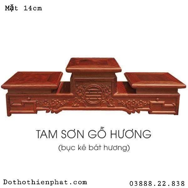 Đế Tam Cấp Gỗ Hương Mặt 14cm Loại 1 Rất Đẹp