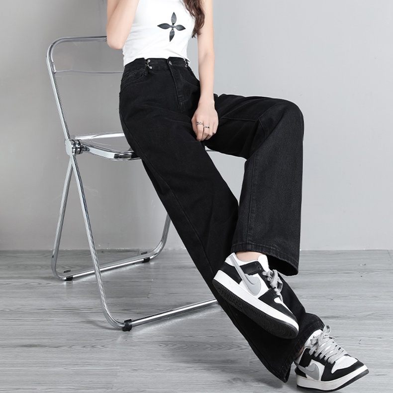 SUXI Quần Jean Dài Lưng Cao Dáng Rộng Thời Trang Xuân Thu Cá Tính Cho Nữ