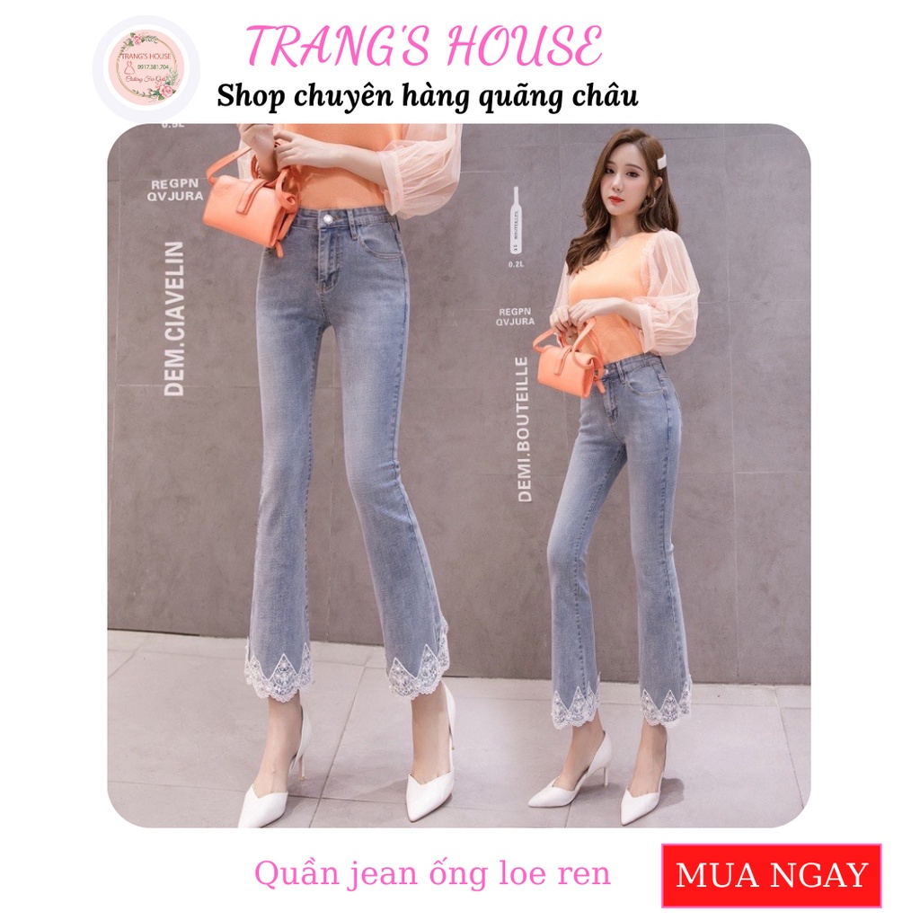 Quần jean ống loe ren đơn giản mà SANG CHẢNH