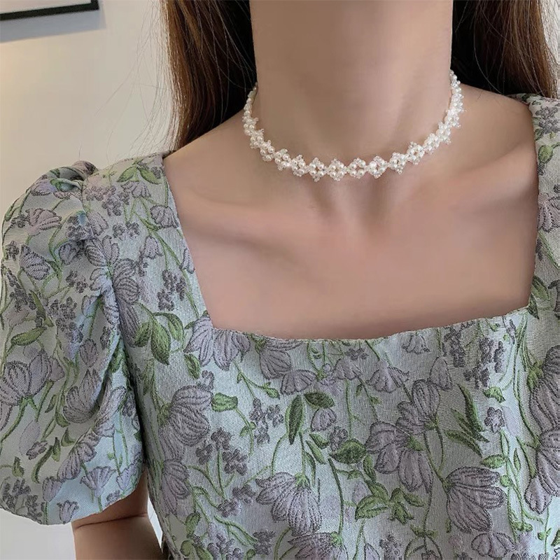 Ahellogirl Dây Buộc Tóc Trang Trí Hoa Đính Ngọc Trai Xinh Xắn Dành Cho Nữ