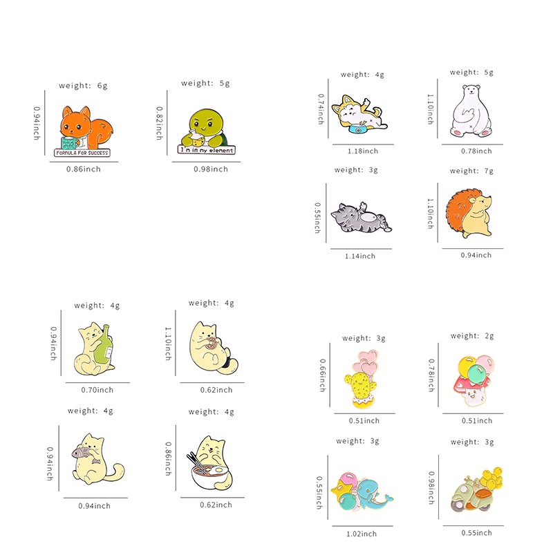 Ghim Cài Áo Kim Loại Tráng Men Hình Mèo/ Rùa/ Xương Rồng Hoạt Hình Dễ Thương Cho Bé