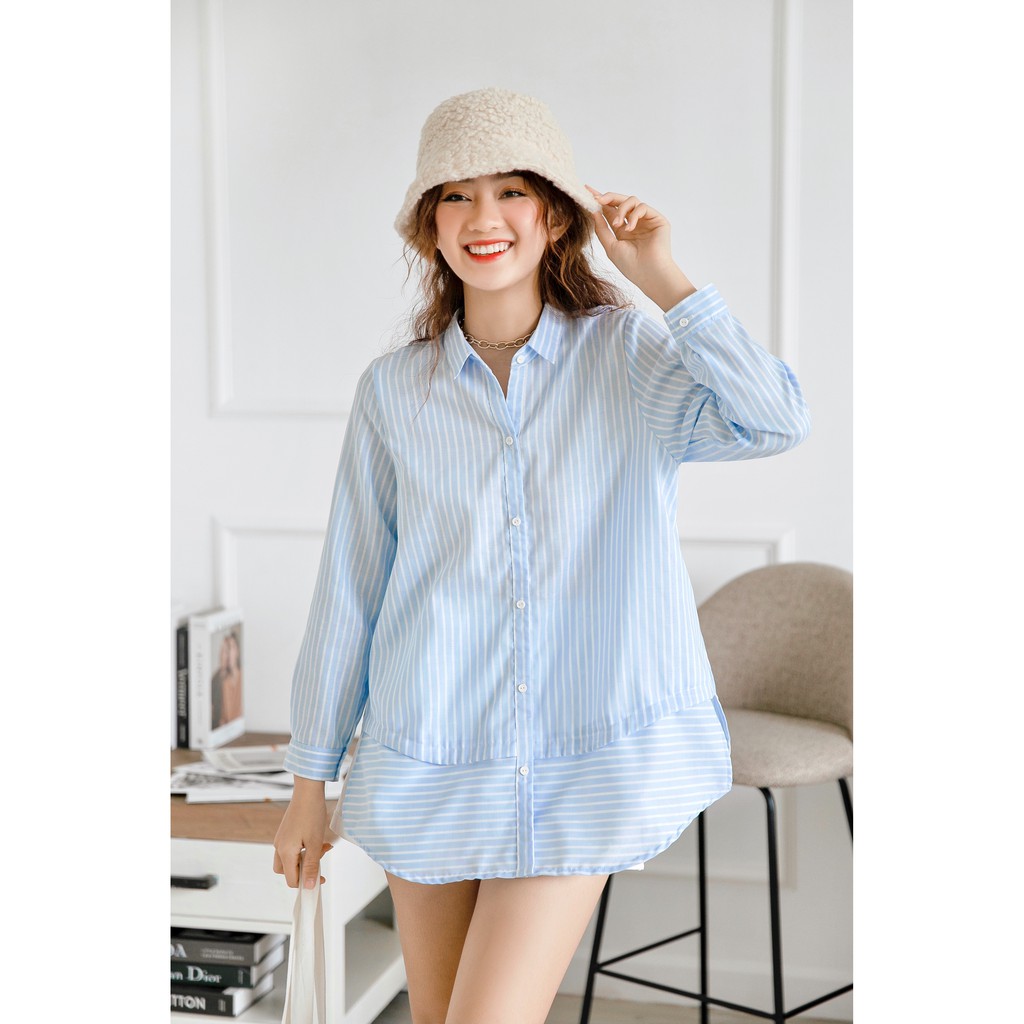 [Mã FASHIONMALLT4 giảm 15% đơn 150k] [OVERSIZED] Áo sơ mi form dài, xẻ tà 2 bên [VM5]