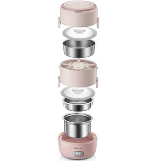 Hộp Cơm Cắm Điện Dung Tích 2.0 lít gồm 3 khay inox - BẢN QUỐC TẾ chính hãng Bear DFH-B20S6 - Bảo hành 18 tháng