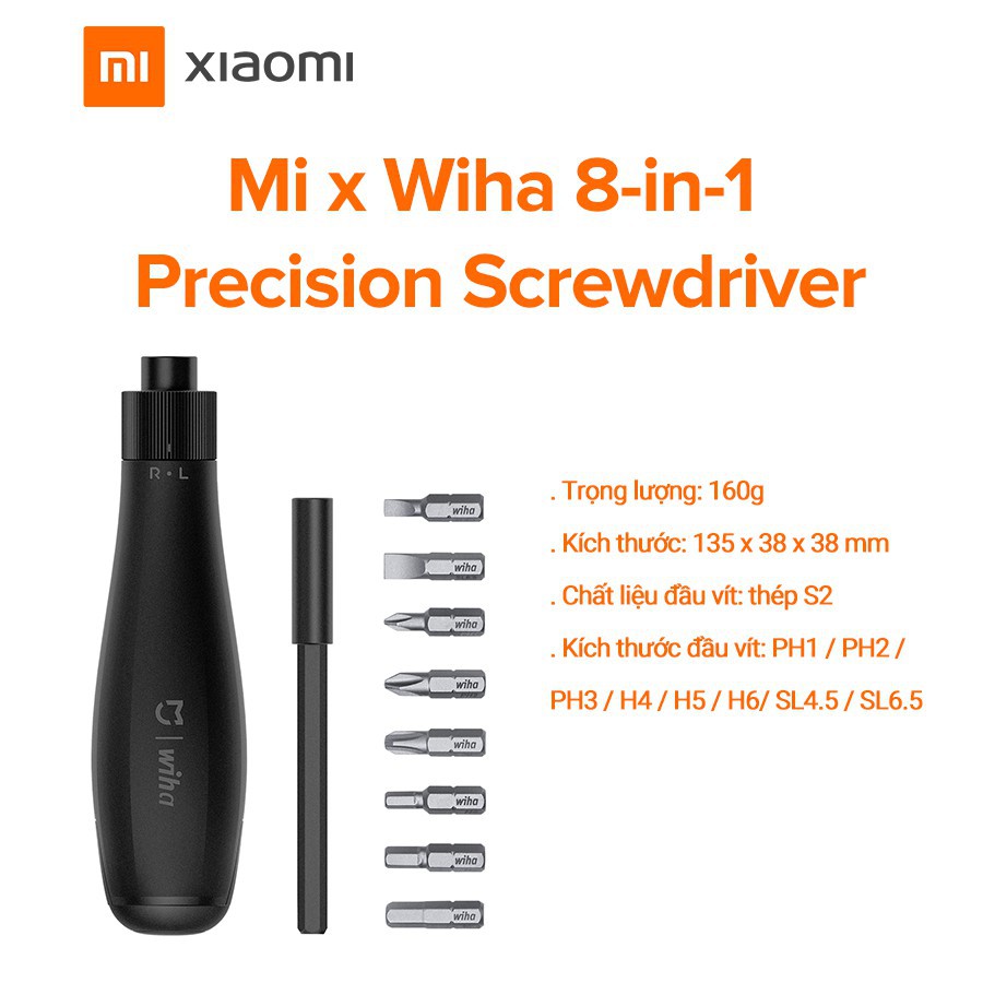 Bộ Tua Vít Xiaomi Đa Năng Wiha 8-in-1 Precision Screwdriver - Hàng chính hãng