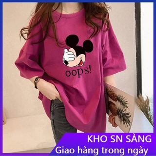 Áo thun tay ngắn in hình chuột mickey trẻ trung cho nữ