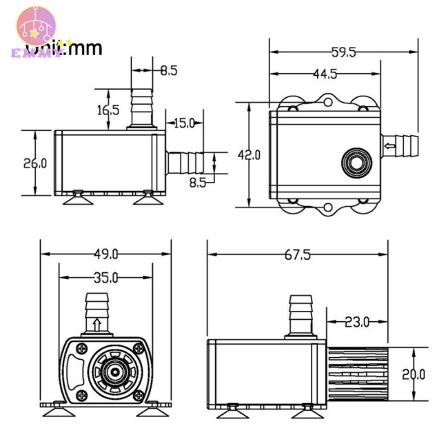 Máy Bơm Nước Mini Dc12V Usb 5v 4 Chế Độ Không Chổi Than