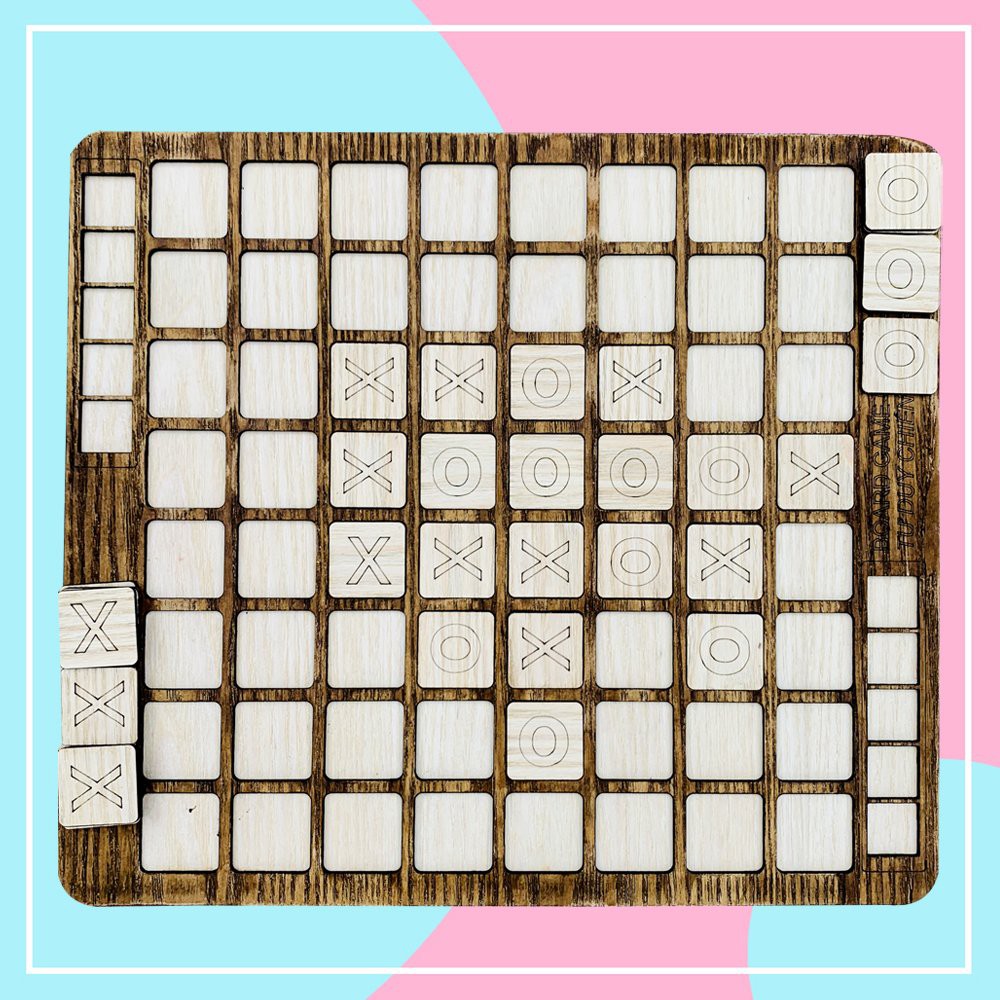 Board Game Đối Kháng, Trò Chơi Cờ Caro X-O Dành Cho 2 Người Chơi Bằng Gỗ Thuần Mộc Rèn Luyện Tư Duy, Màu Nâu