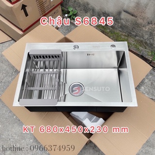 Chậu rửa bát đơn inox 304 kích cỡ 68x45