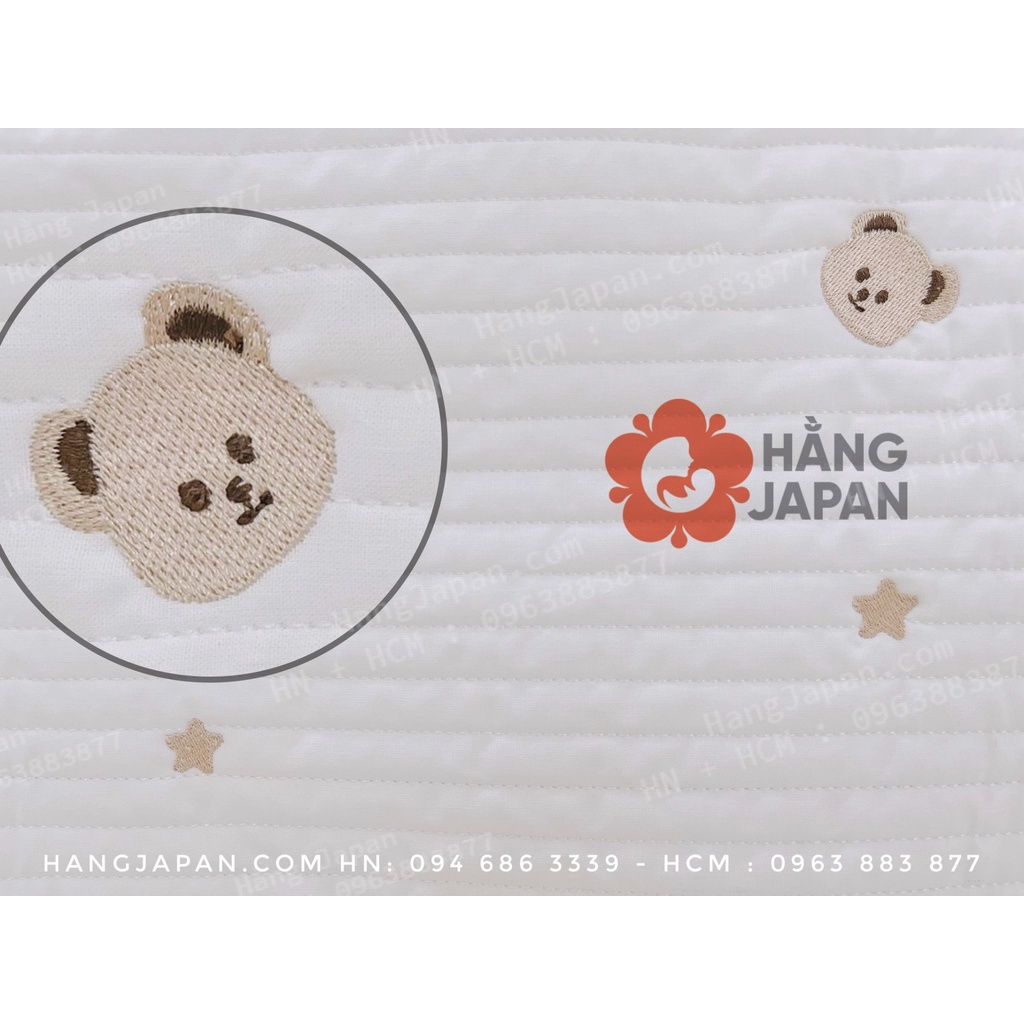 Bộ quây cũi vải 5 in 1 hình gấu kèm ga chun bọc đệm cho bé kích thước 65*125cm