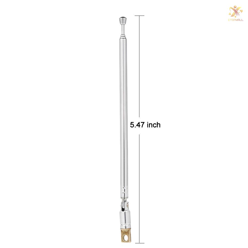 ET Telescopic FM Radio Antenna 4 Sections Chromium-plating Copper Antenna 360° Rotatable