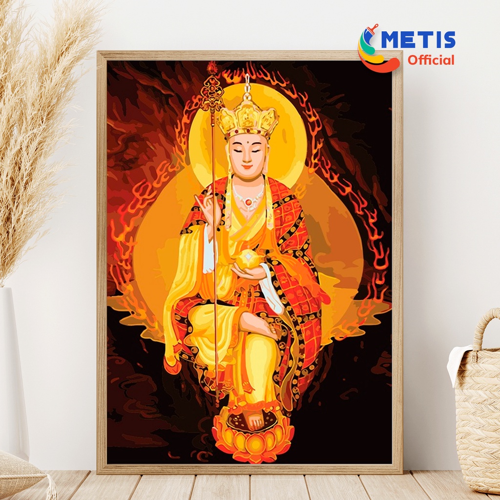 Tranh Số Hoá METIS OFFICIAL Đã Căng Khung Sẵn Tranh Tô Màu Theo Số Phật Giáo Địa Tạng Chuẩn Màu P023