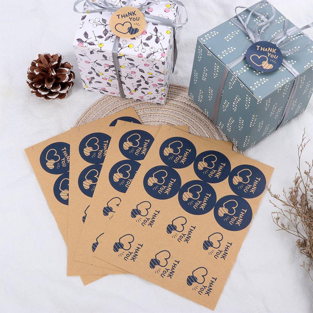 ZAIJIE24 Set 60 / 120 Sticker Handmade Hình Tròn / Trái Tim In Chữ Thank You
