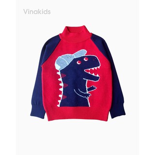 Áo len bé trai cổ ba phân Vinakids họa tiết khủng long cho bé từ 2 tuổi thumbnail