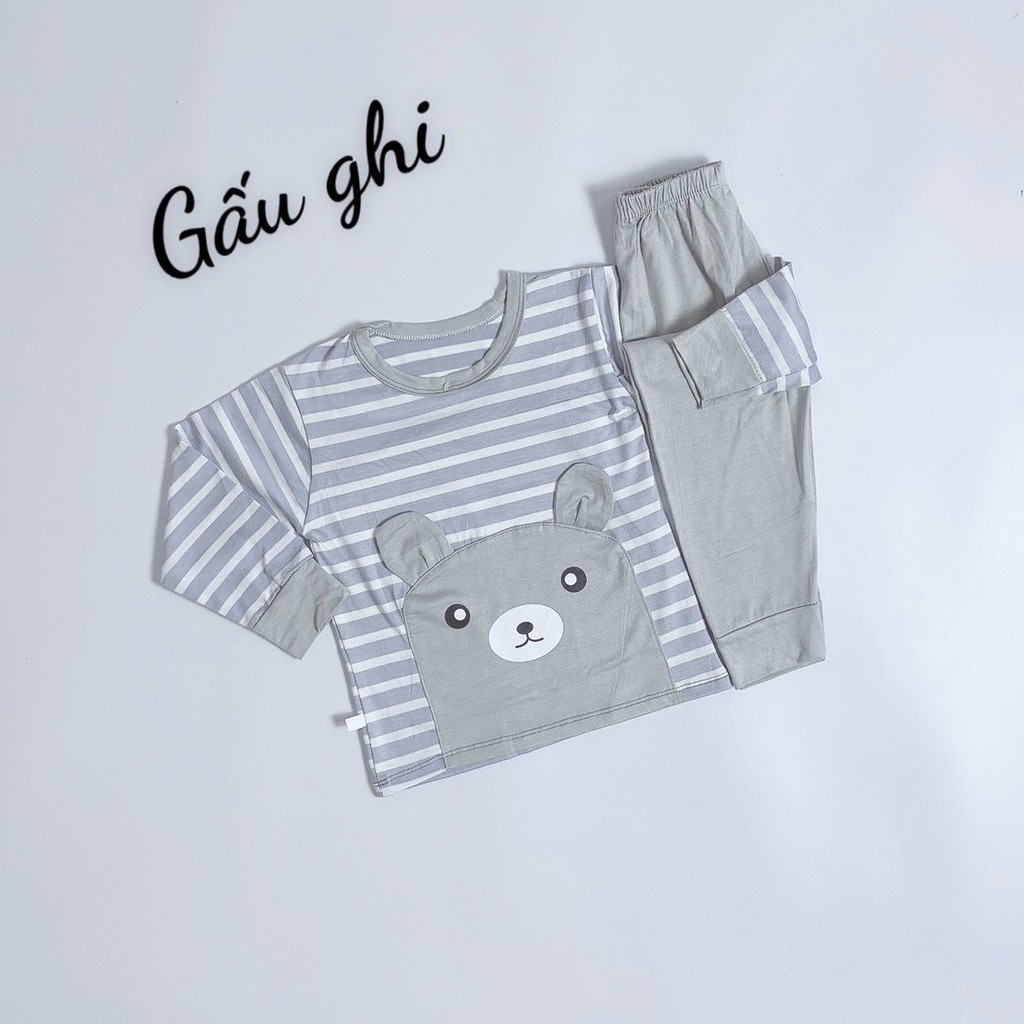 Bộ Thun Lạnh Loại 1, Bộ Dài Tay Quần Dài Họa Tiết Gấu Cho bé Trai và Bé Gái Siêu CuTe Siêu Mát