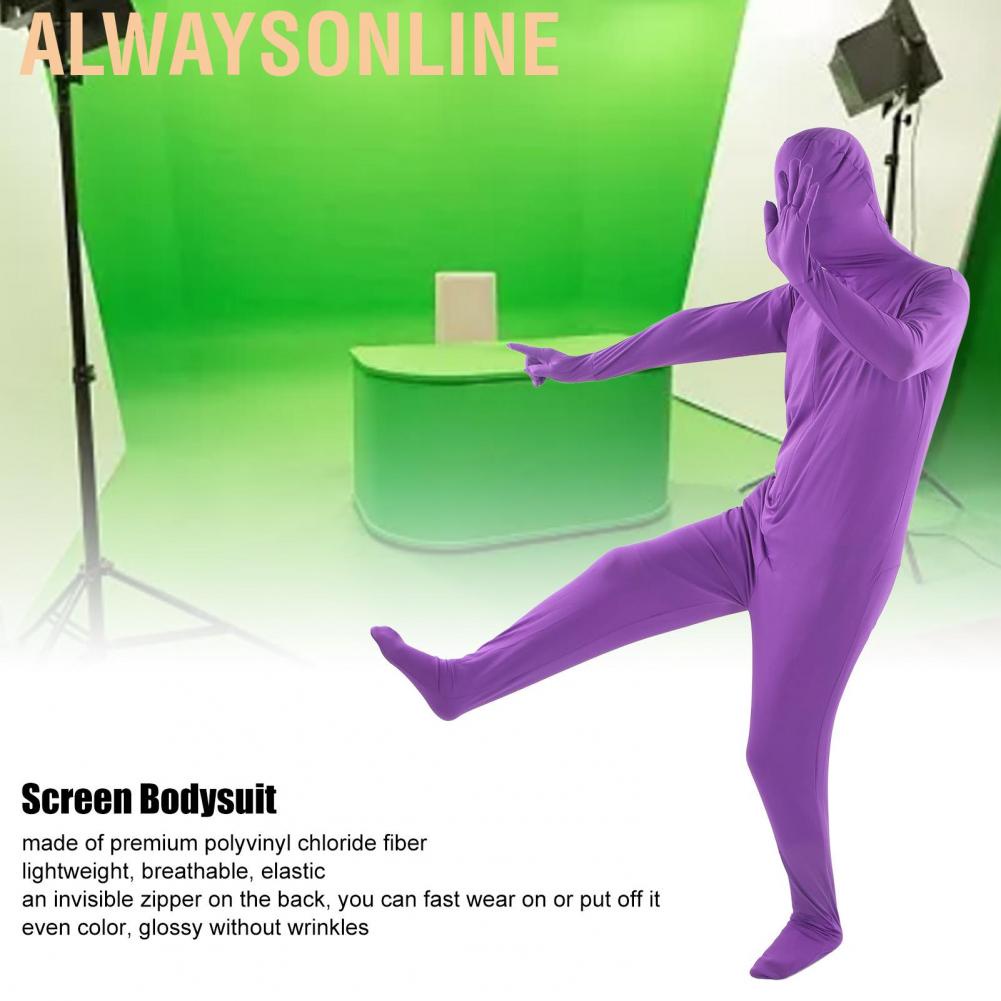 Alwaysonline Purple Screen Suit  Portable No Wrinkle Polyvinyl Chloride Fiber Breathable Photography Chromakey Bodysuit for